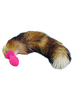 Nobu Fetish FT17 Anal Plug Silicone Pink with Animal Mixed Brown Tail Mediu
